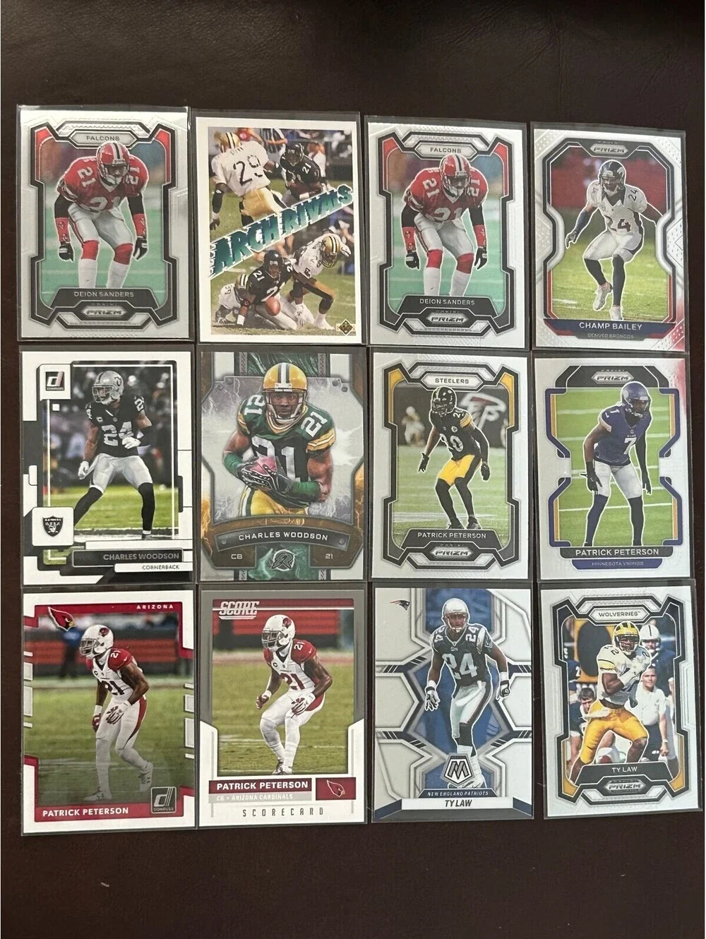 Lot of 12 NFL-Deion Sanders/Champ Bailey/Charles Woodson/Patrick Peterson/Ty Law